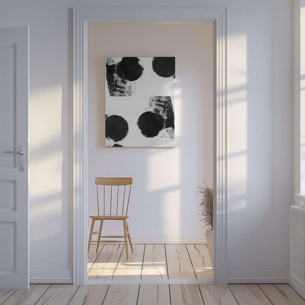 Zwart-witte abstracte stippen 8 | Canvas