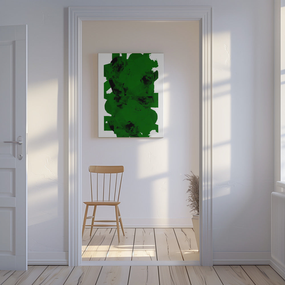 Groen en zwart abstracte compositie nr. 1 | Canvas