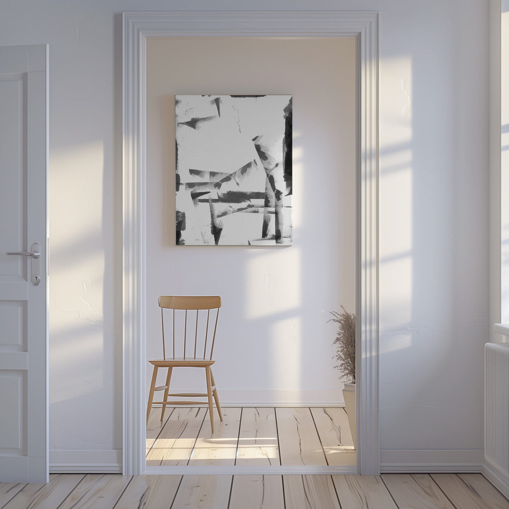Minimaal zwart-wit abstract 4 | Canvas