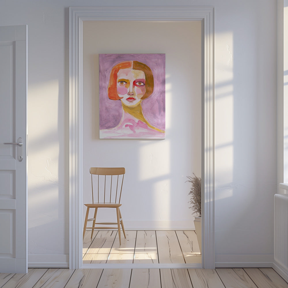 Dame met bobkapsel Mauve Lila | Canvas