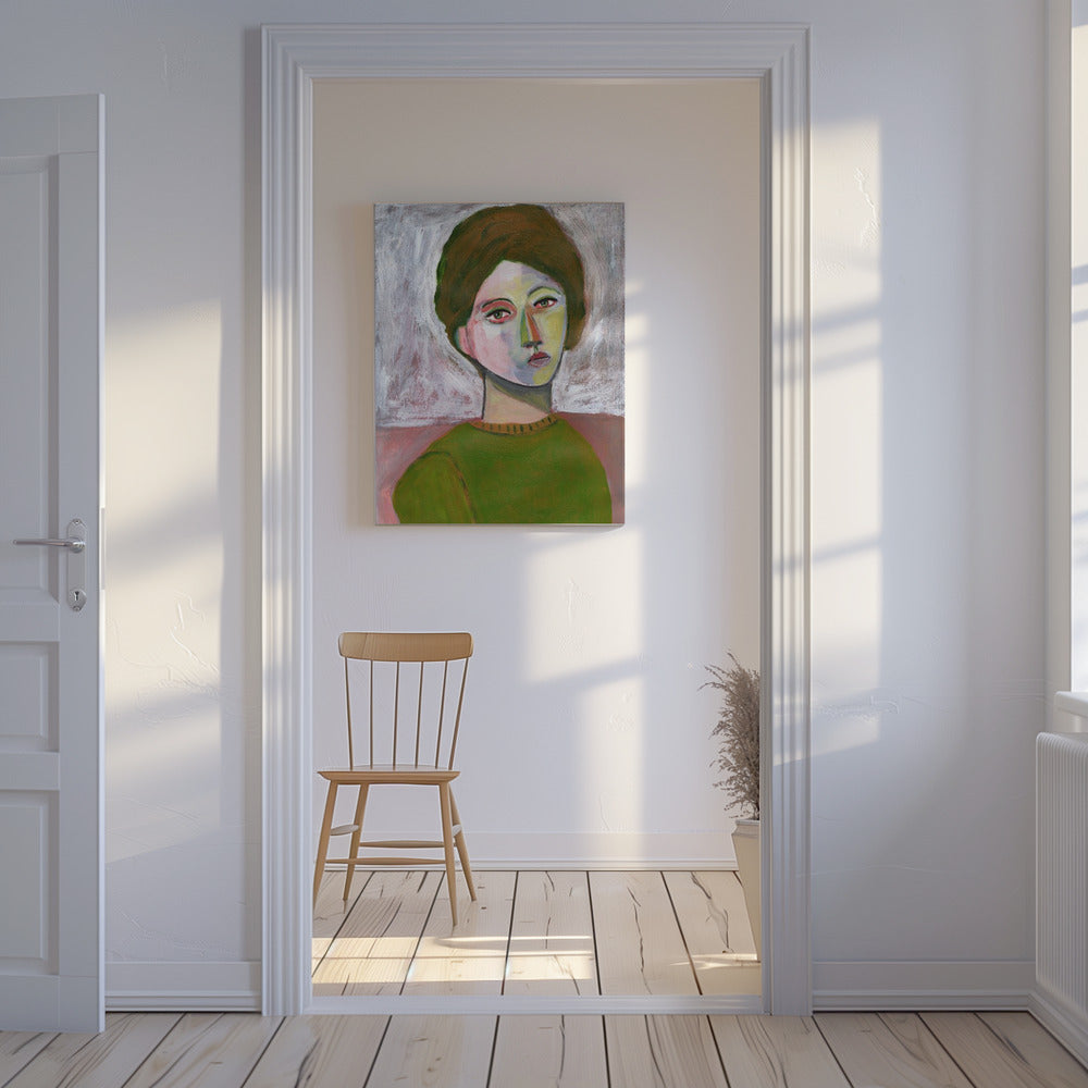 De vrouw in de groene trui | Canvas