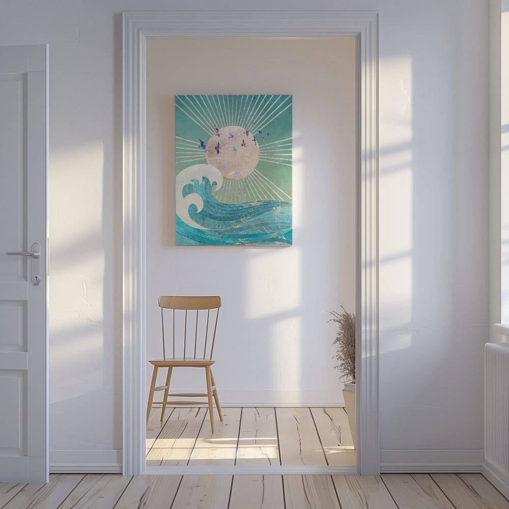 Zonsondergang Gouden Oceaan Turquoise | Canvas