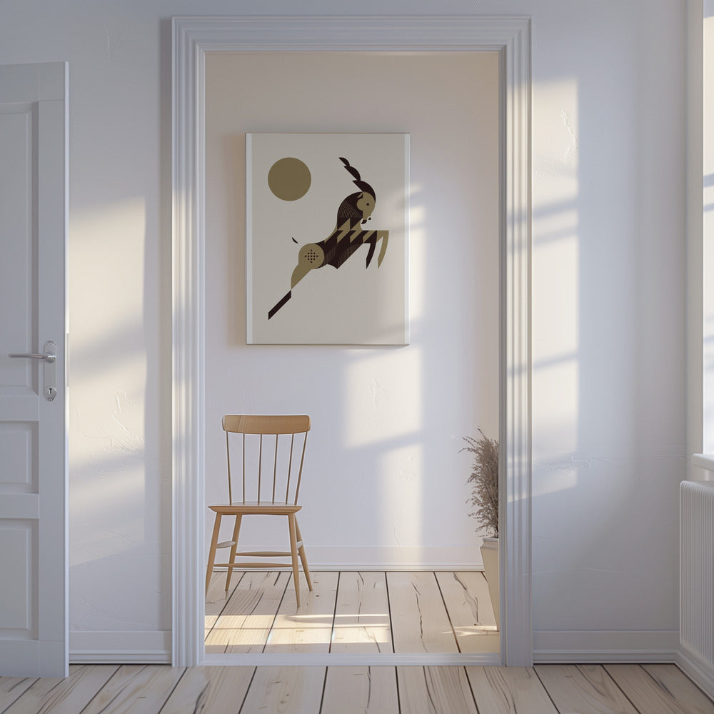 Gouden Dieren - Wilde Geit (wit) | Canvas