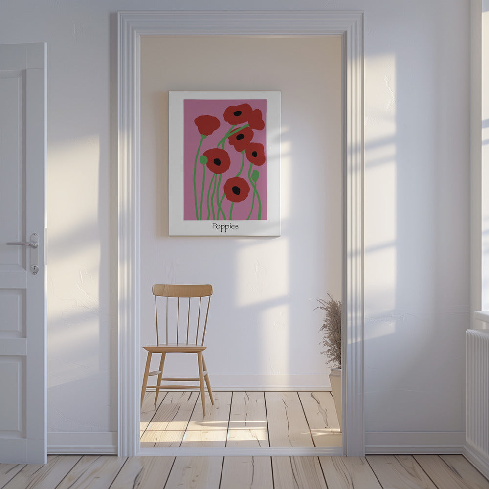 Klaprozen Bloemen roze en rood | Canvas