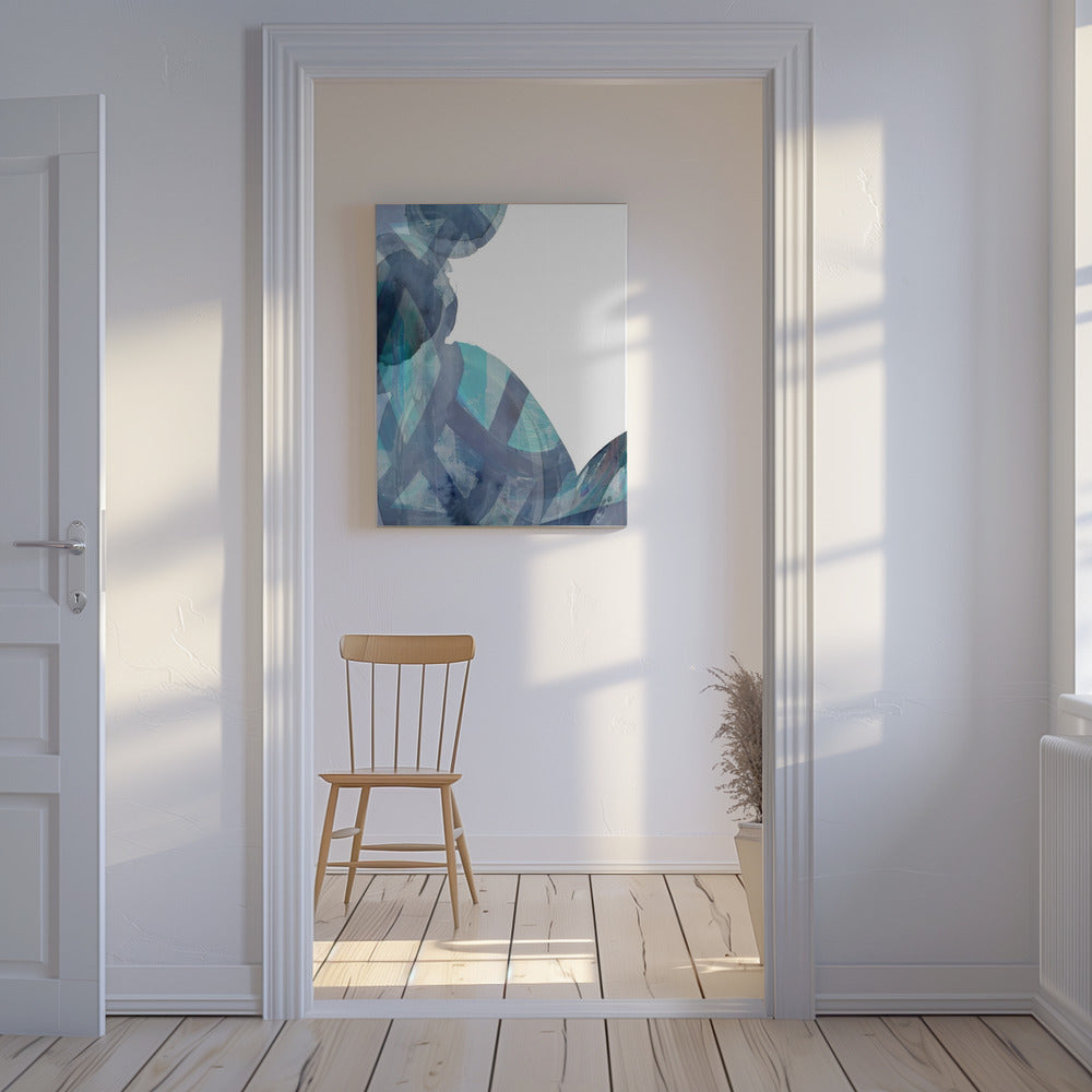 Blauwe abstracte wervelingen 1 | Canvas