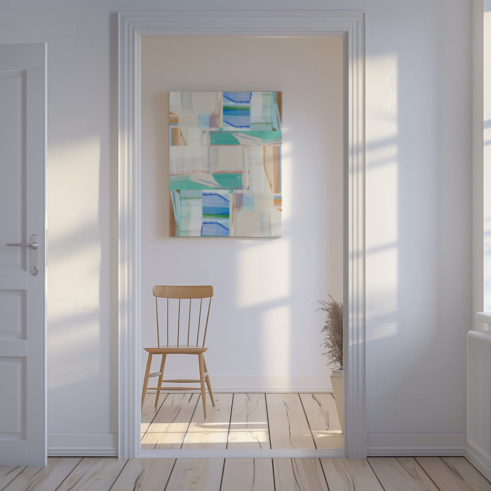 Blue Green Shapes No1 | Canvas