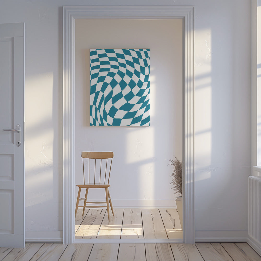 Blauw schaakbord | Canvas