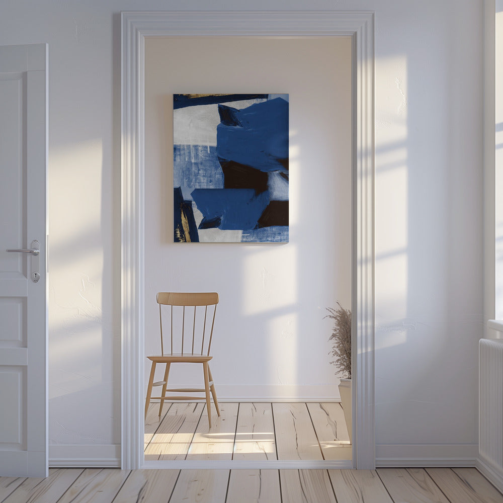 Marineblauwe gouden vormen 2 | Canvas