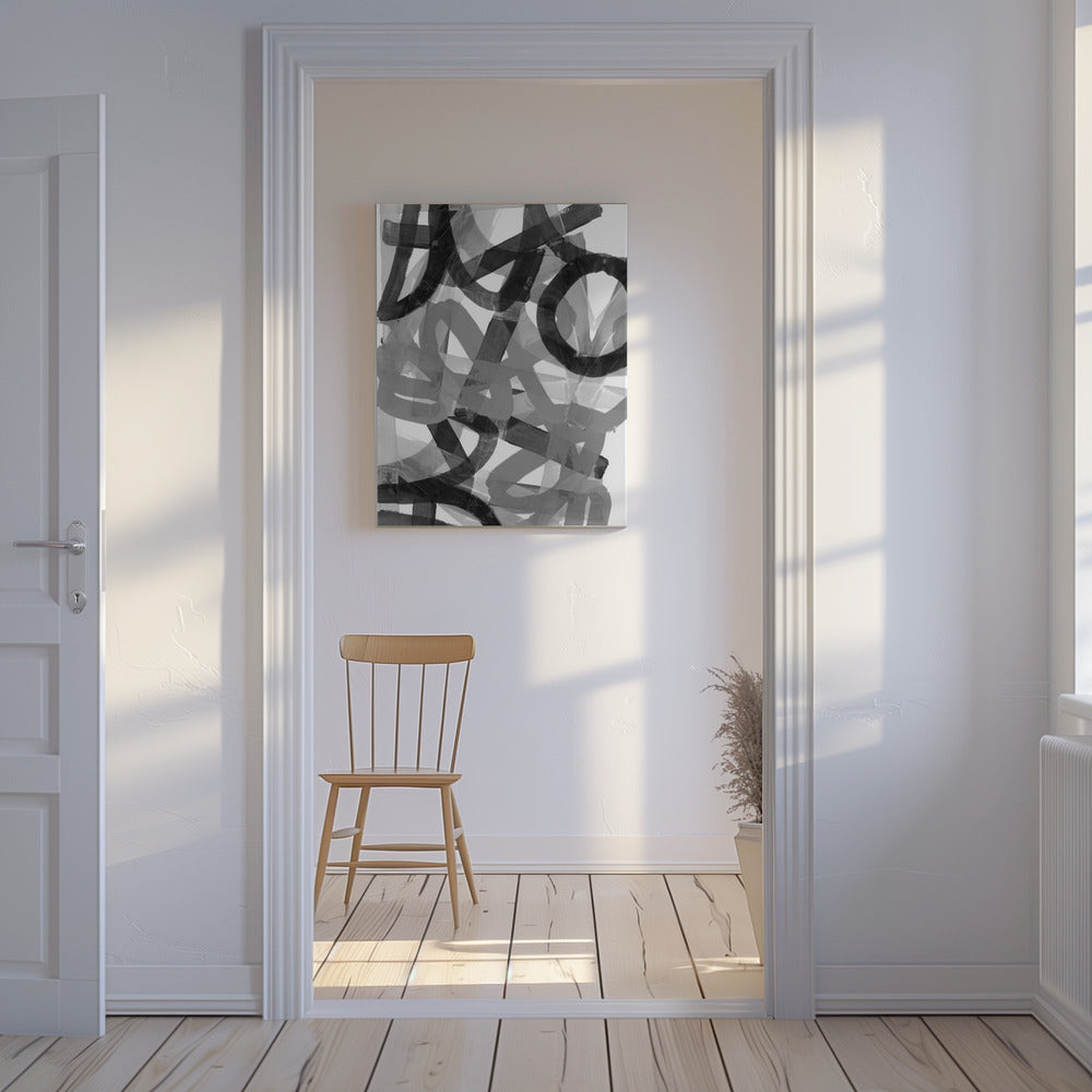 Schuifstappen 1 Zwart-wit | Canvas