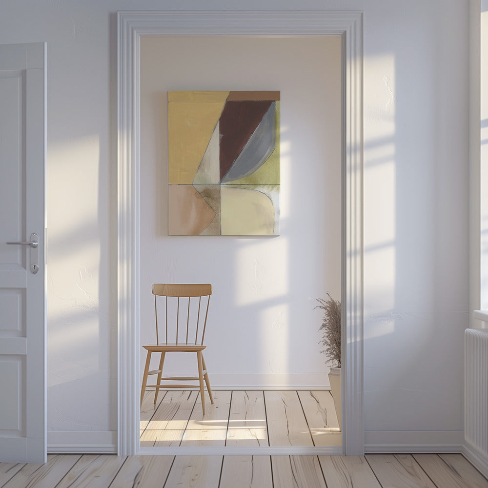 Stofroze Geel Abstract No2 Kunstdruk | Canvas