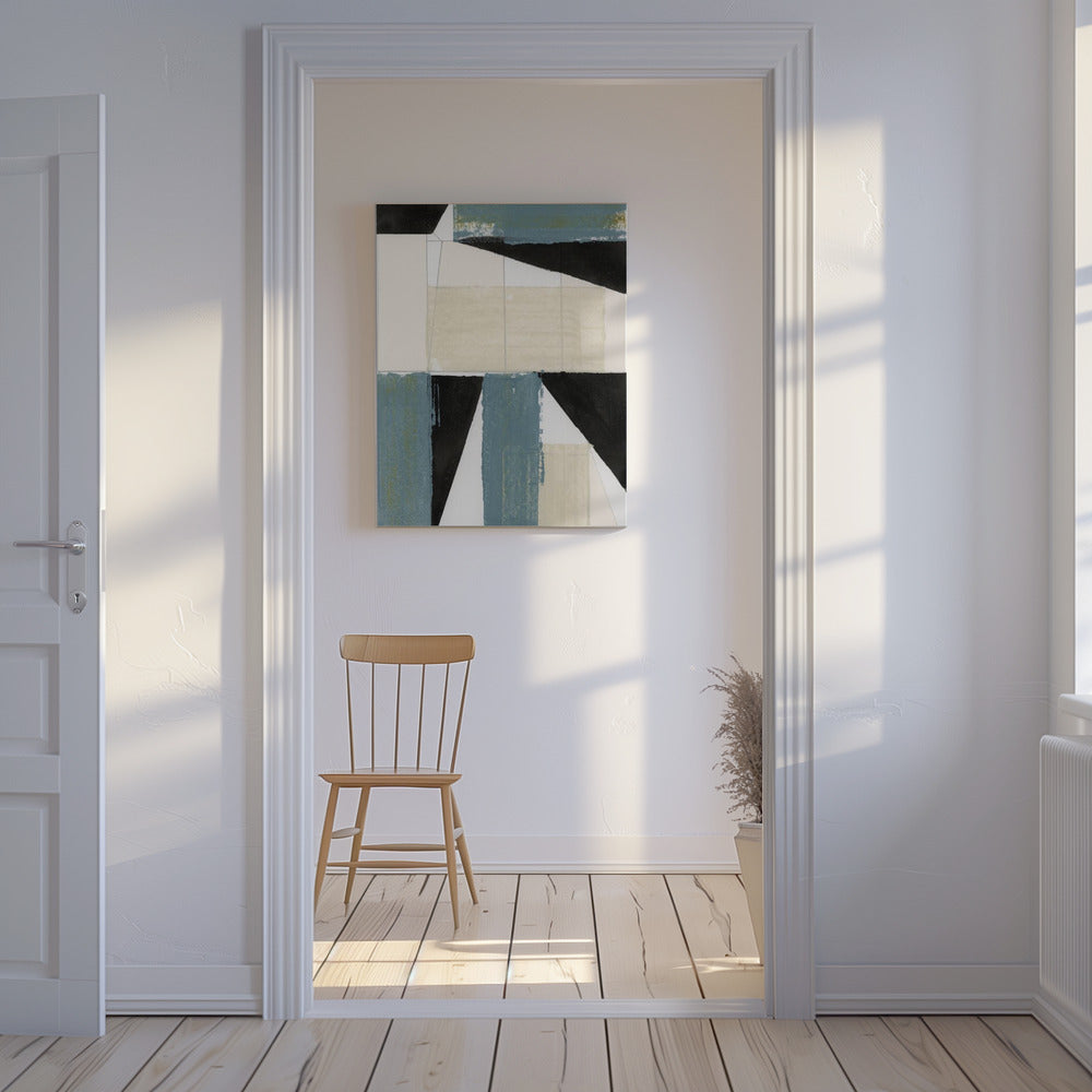 Abstracte blauwe vormen nr. 2 print | Canvas