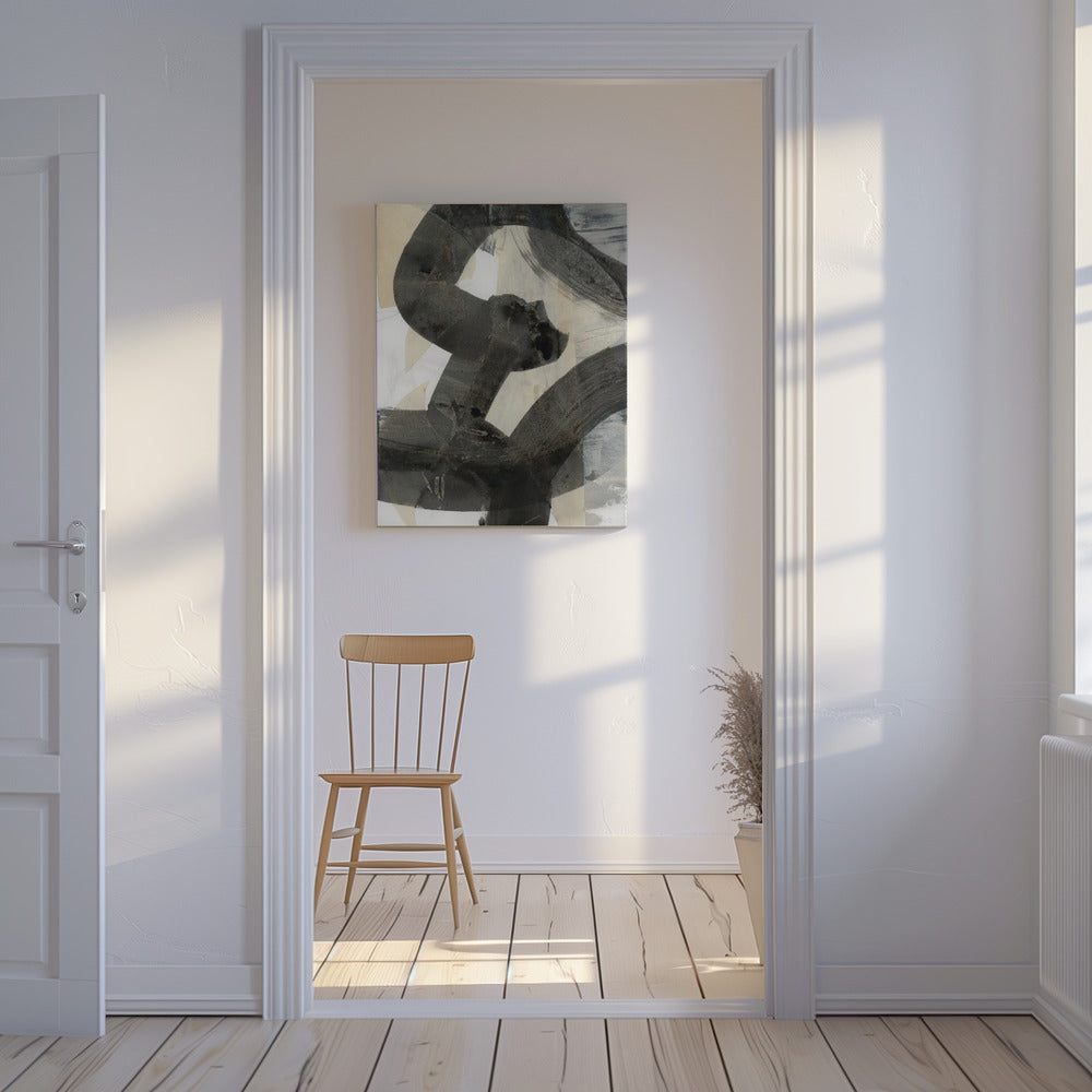 Abstract Gehamerd Zwart Neutraal 1 | Canvas
