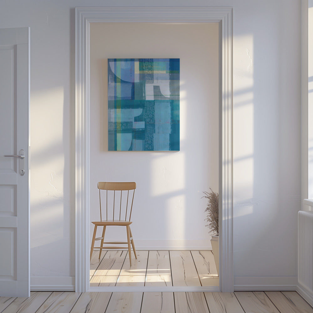 Abstracte tinten blauw en neutraal 4jpg | Canvas