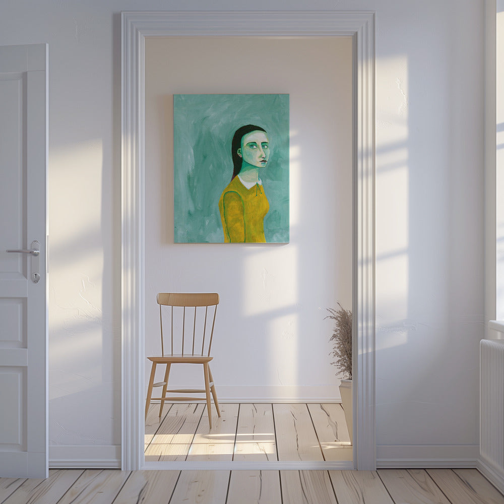 Dame in de gele jurk | Canvas