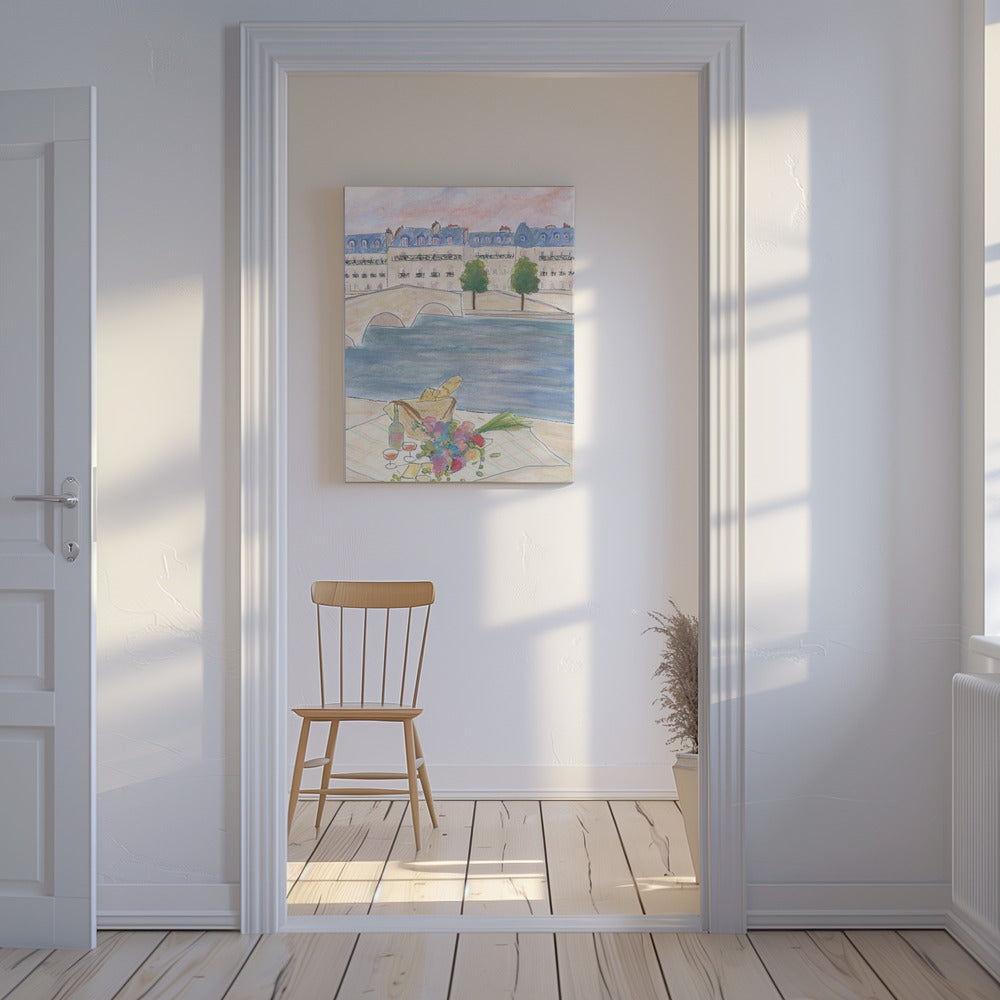 Parijse picknick aan de Seine | Canvas