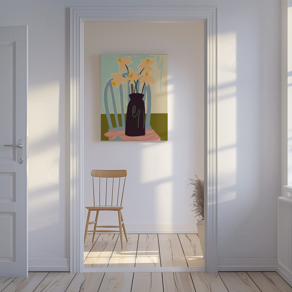Minimalistisch stilleven met bloemen | Canvas