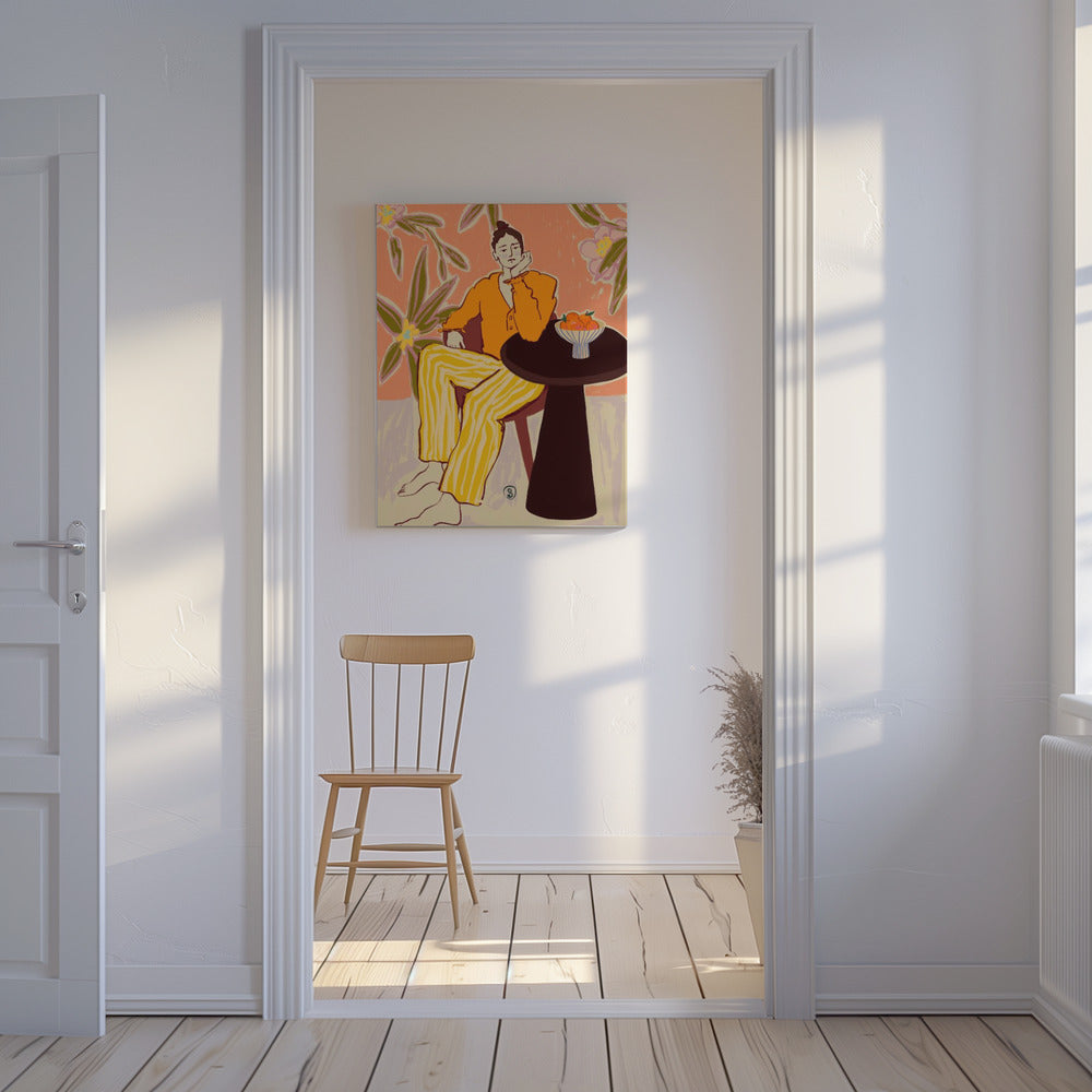 Vrouw met sinaasappels | Canvas