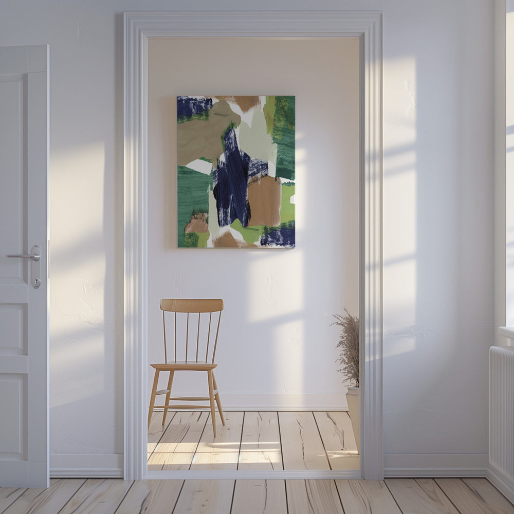 Abstract Blauw Groen Beige Nr. 1 | Canvas