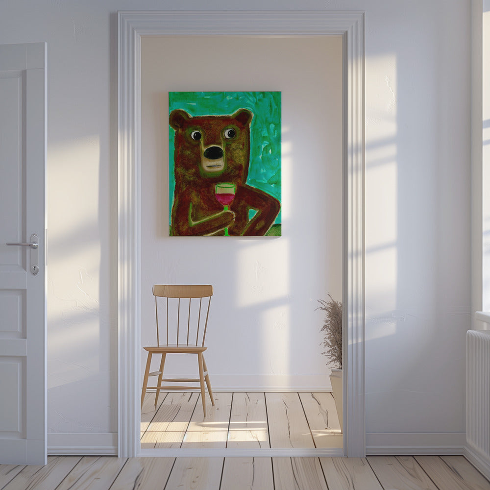 Meneer Beer aan de balie | Canvas