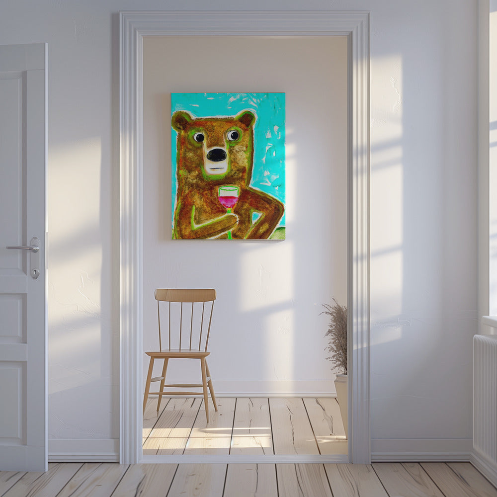 Meneer Beer aan de balie | Canvas