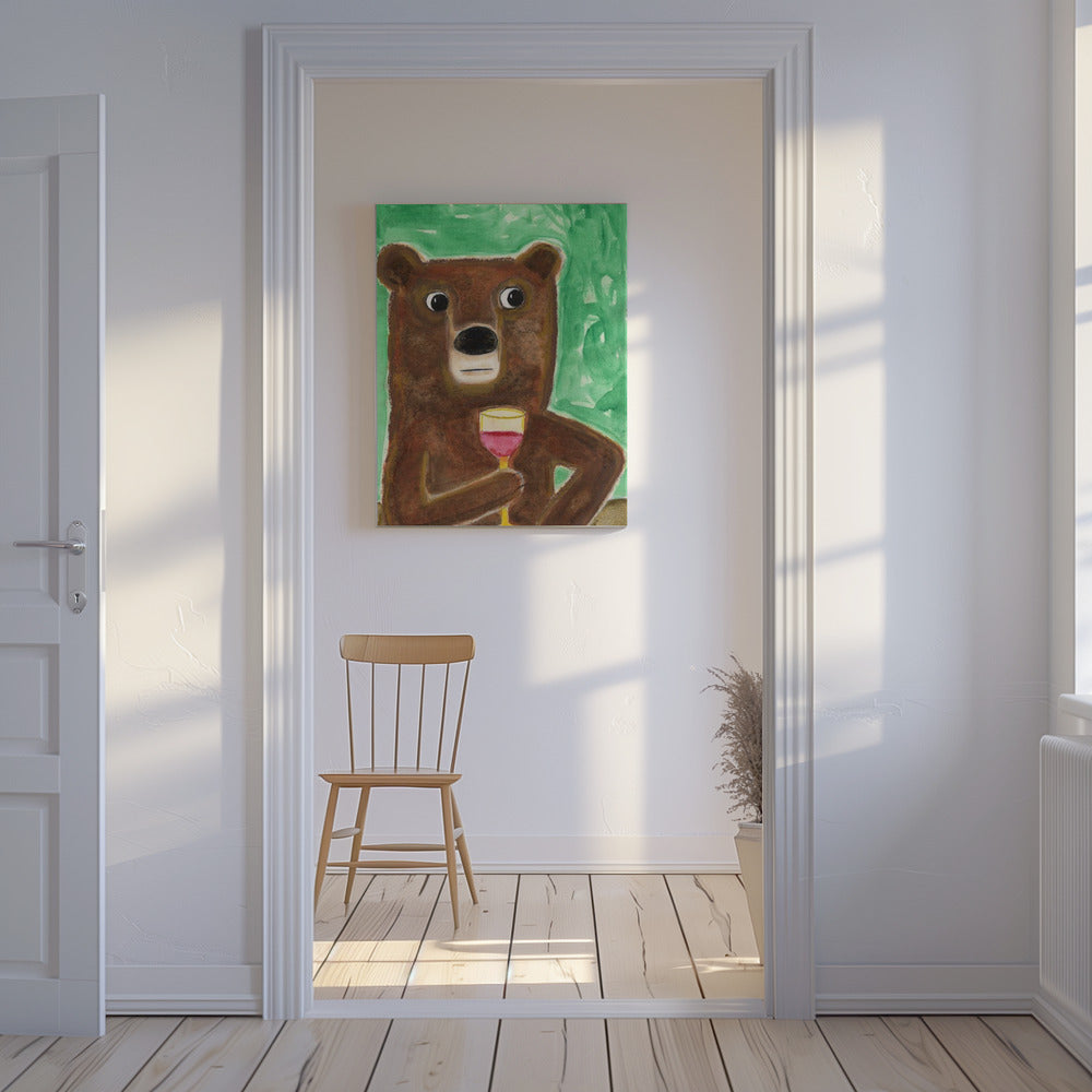 Meneer Beer aan de balie | Canvas