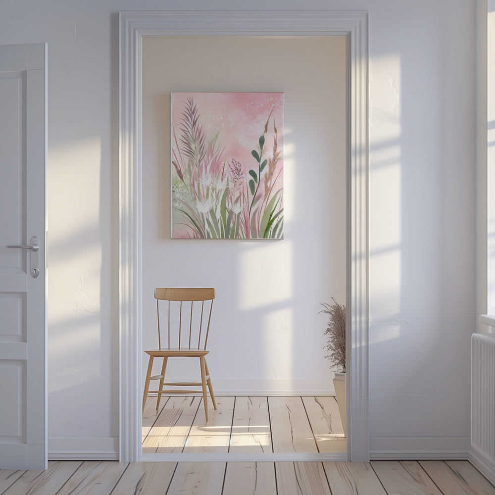 Roze en Groen 32 | Canvas
