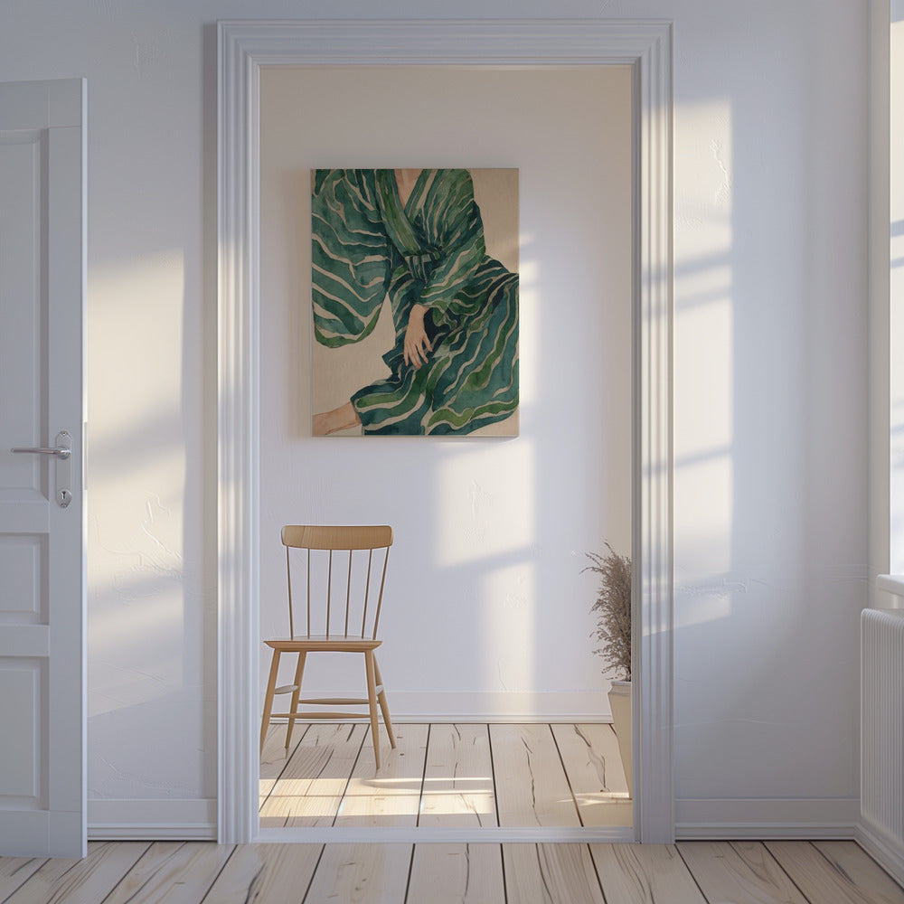 Groene Kimono Flow | Canvas