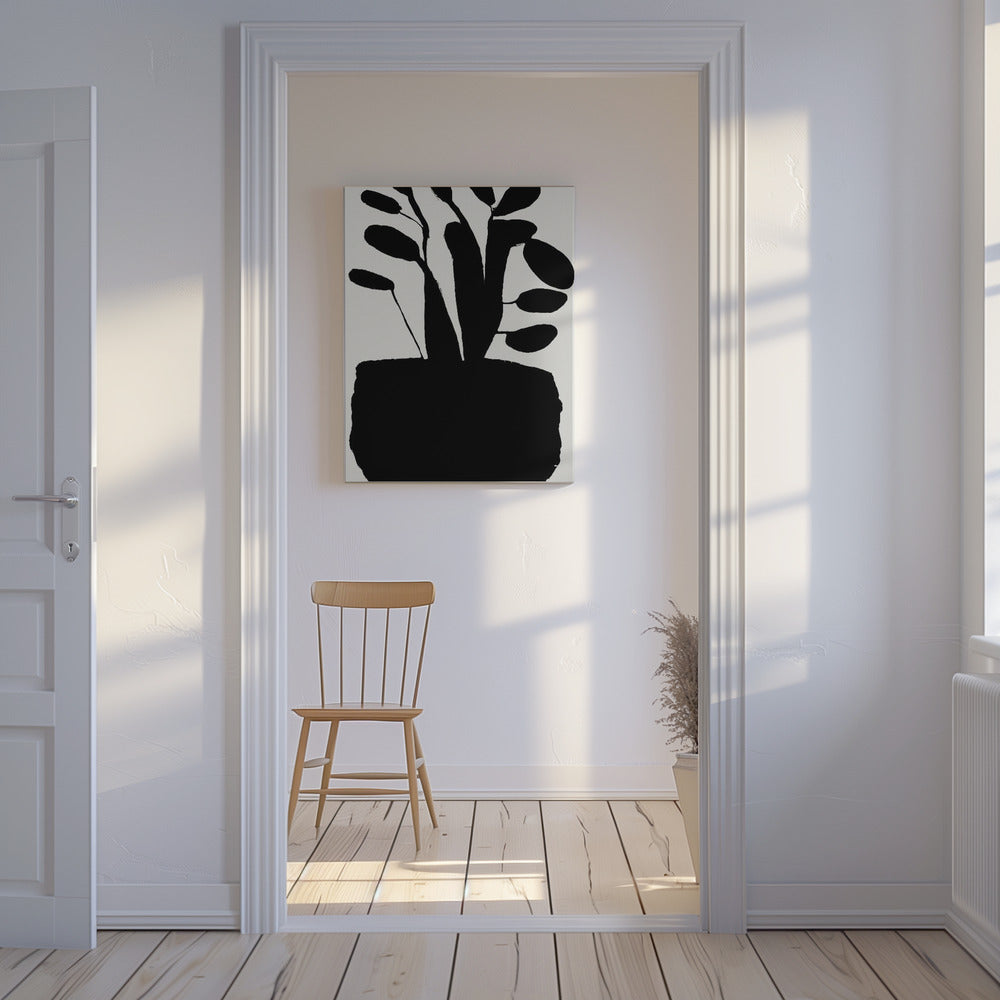 Silhouet van potplant nr. 2 | Canvas