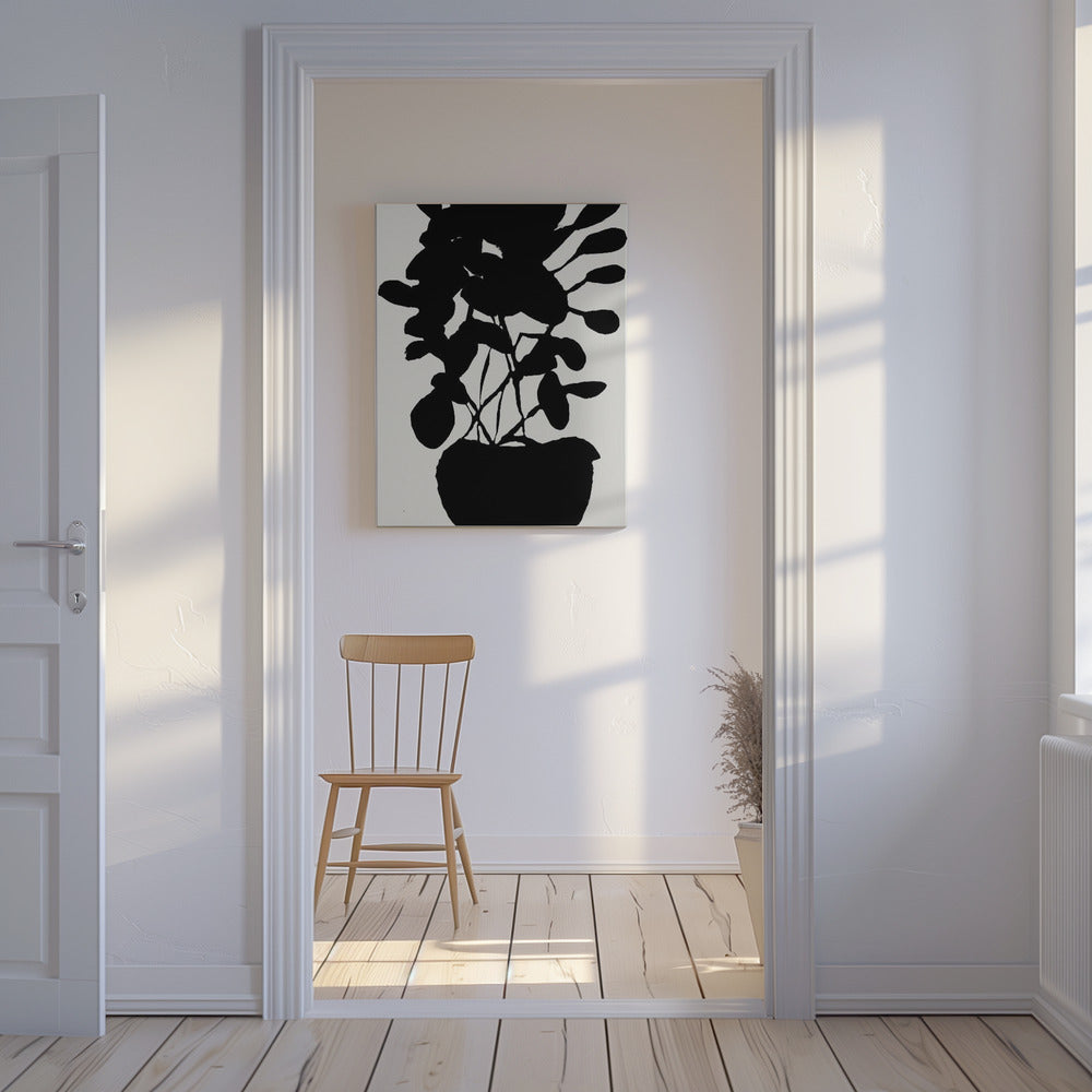 Silhouet van potplant nr. 3 | Canvas