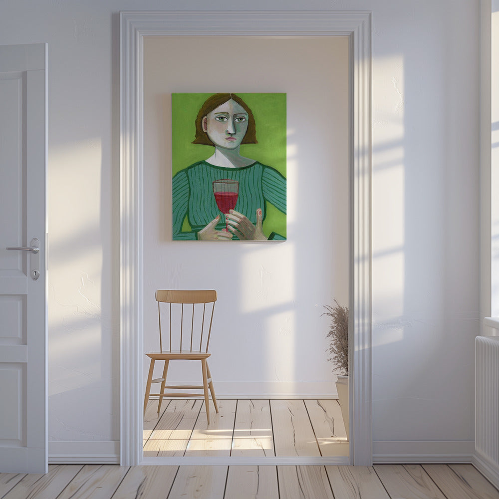 Dame met rode wijn | Canvas