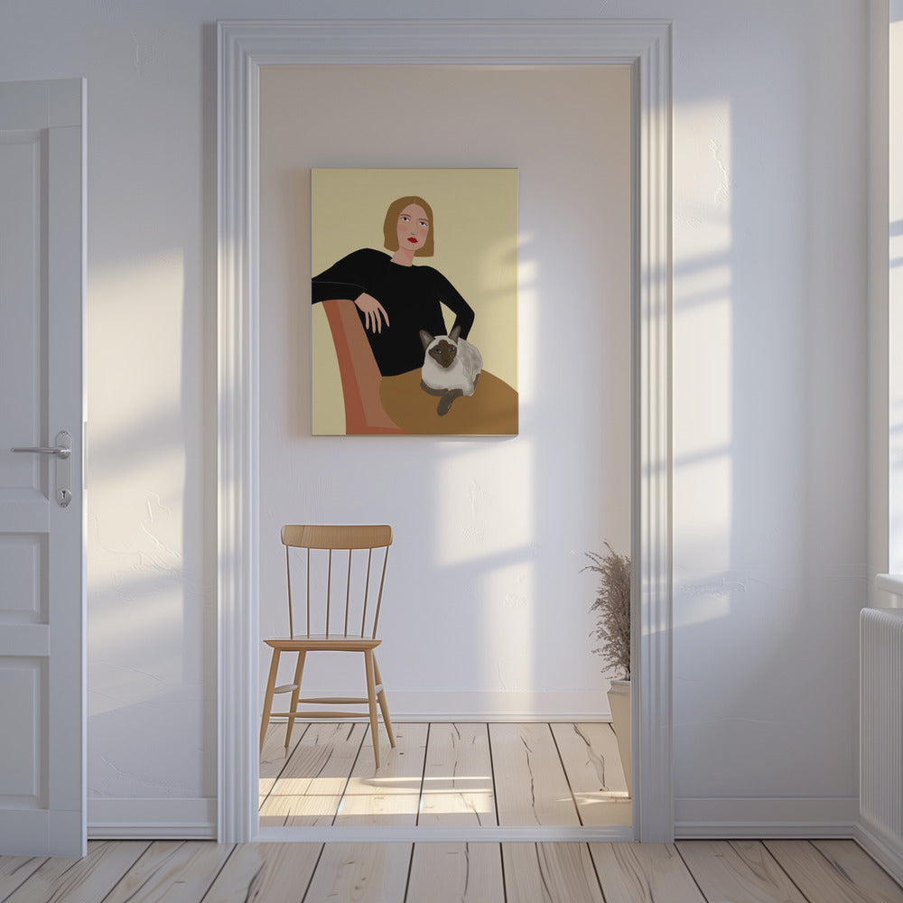 Dame met kat | Canvas