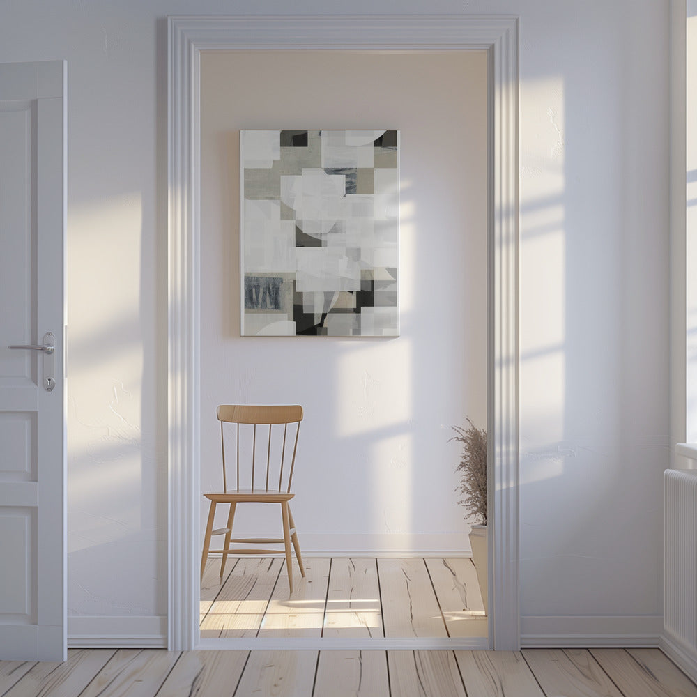Abstracte Mocha Zwart Wit Compositie Nr. 3 | Canvas