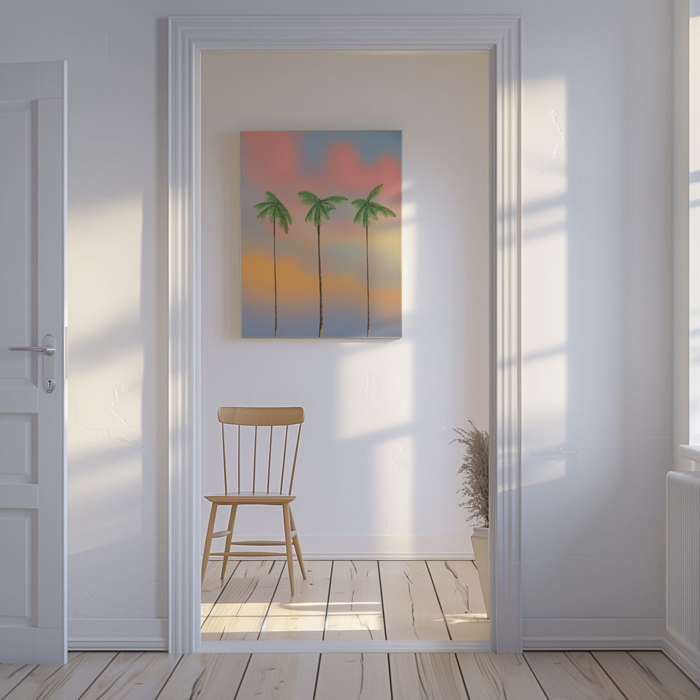 Drie hoge palmbomen | Canvas