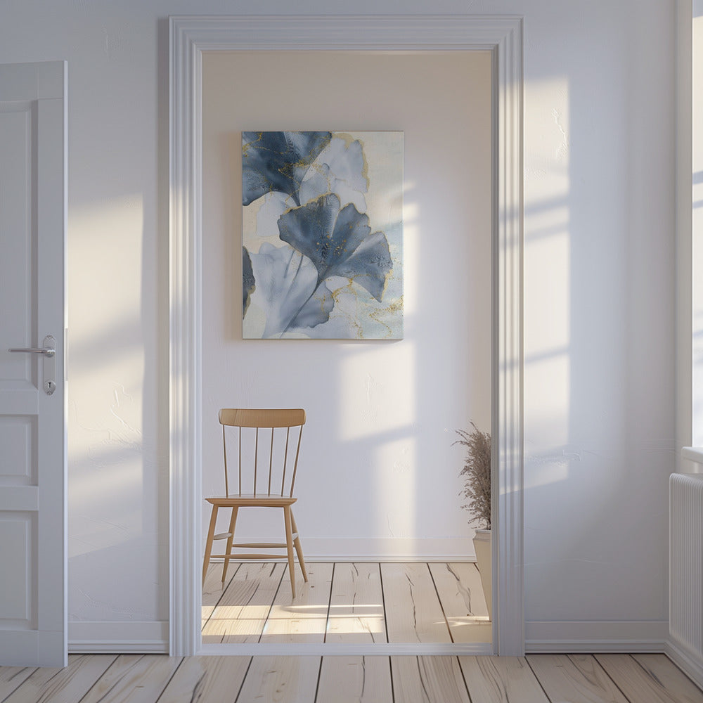 Blauwe Ginkgo Bladeren 2 | Canvas