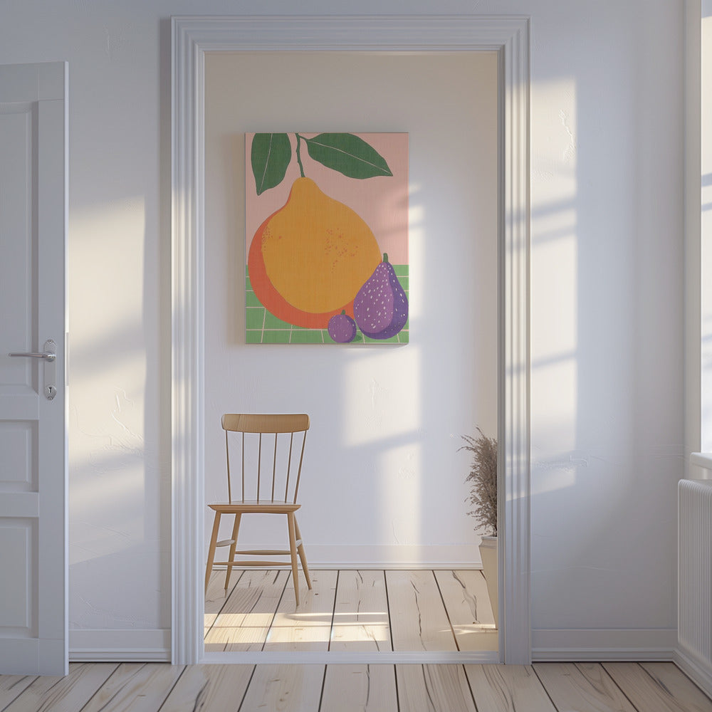 Fruitillustratie Peer en Vijgen | Canvas