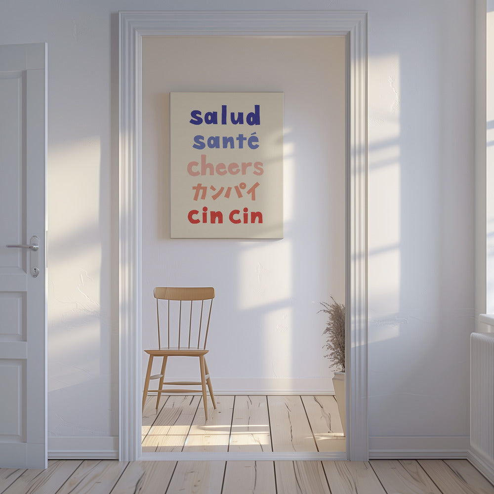 Proost typografie - Salud Santé Proost Kanpai Cin cin | Canvas