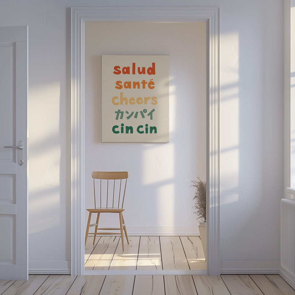 Proost typografie - Salud Santé Proost Kanpai Cin cin | Canvas