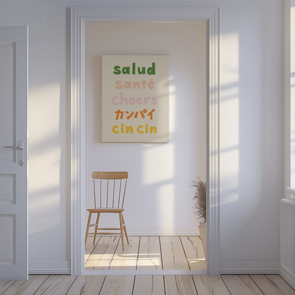 Proost typografie - Salud Santé Proost Kanpai Cin cin | Canvas