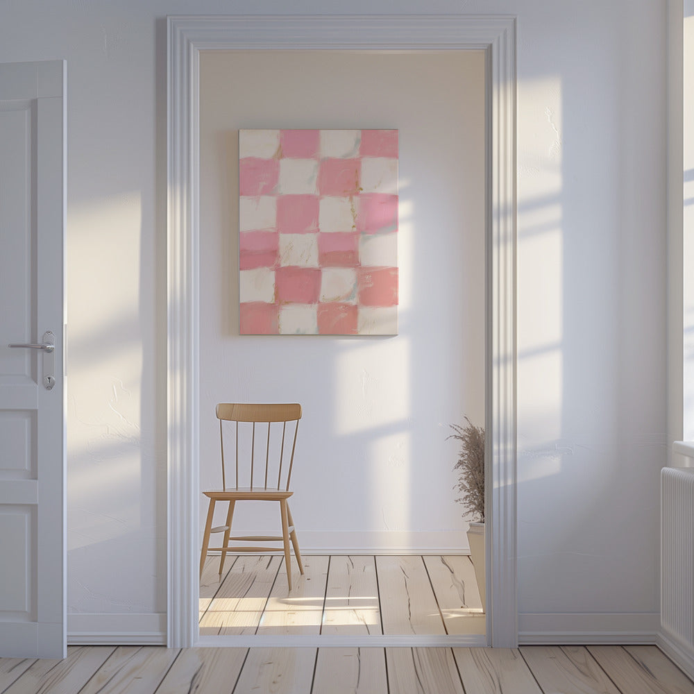 Pastel Geruit Geluk | Canvas