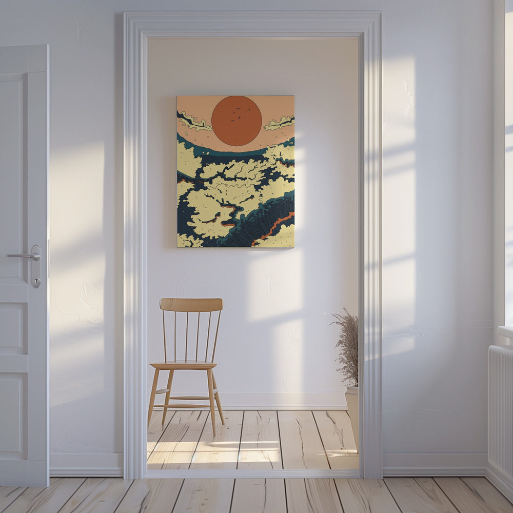 Abstracte Japanse zonsondergang | Canvas