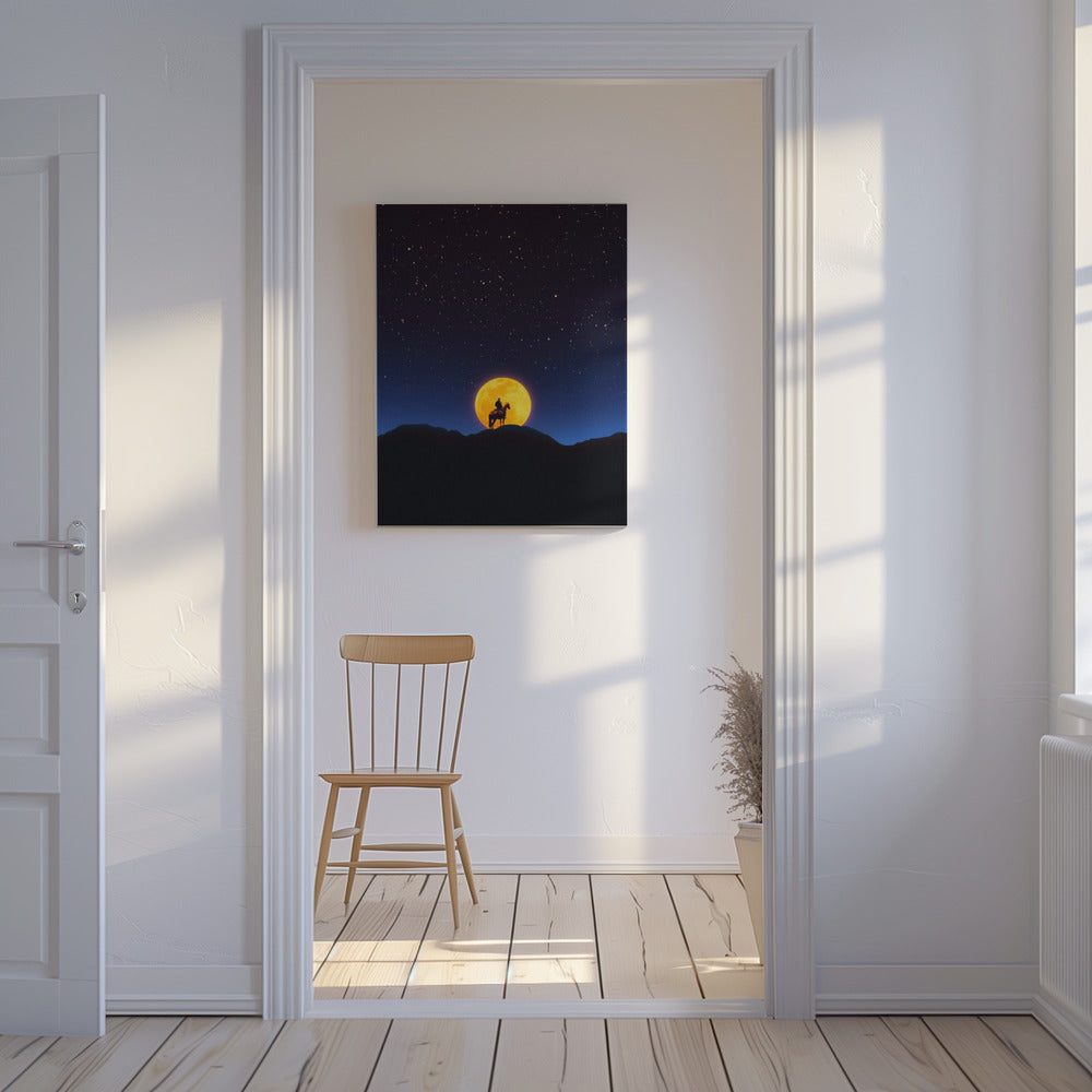 De ruiter en de maan | Canvas