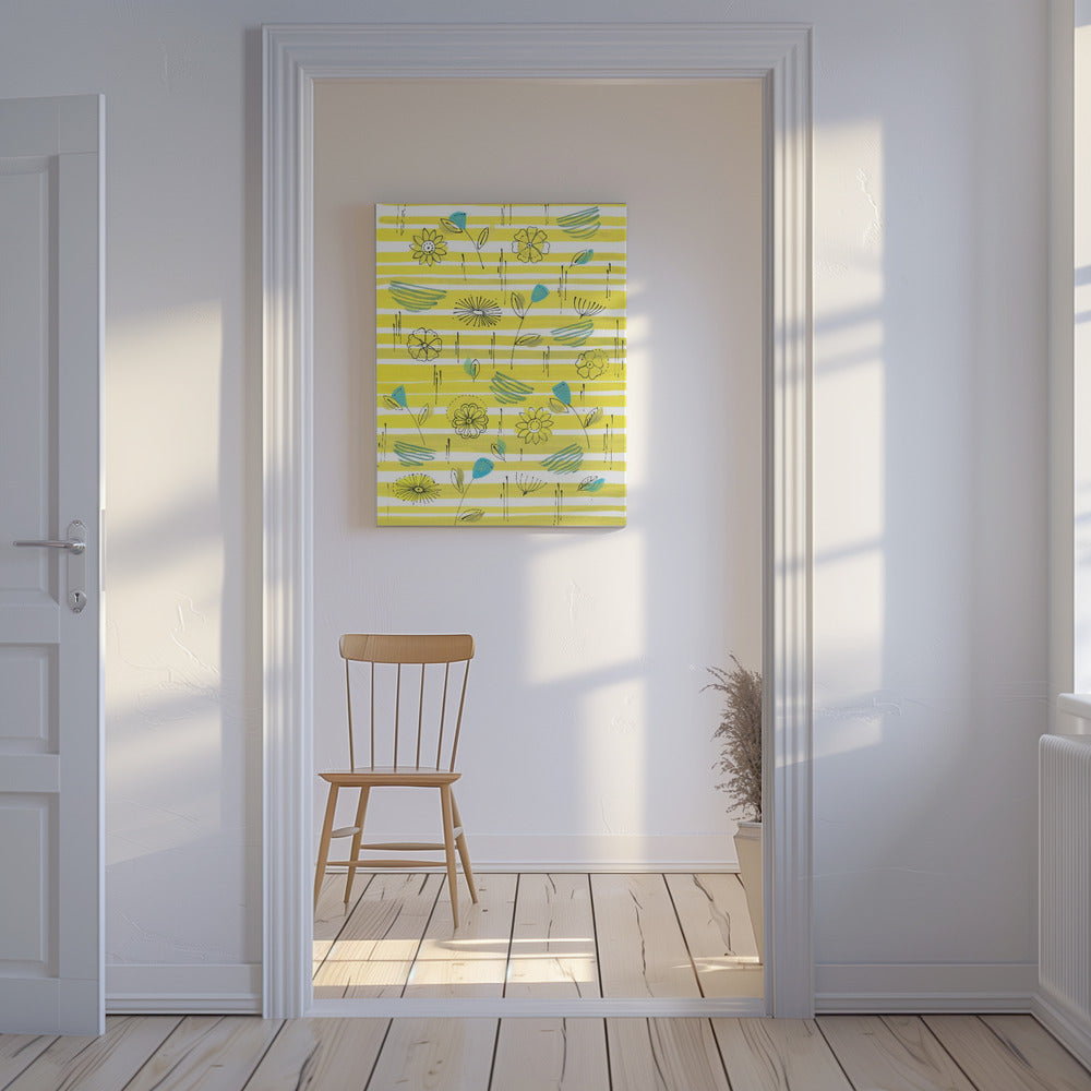 Strepen en bloemen | Canvas