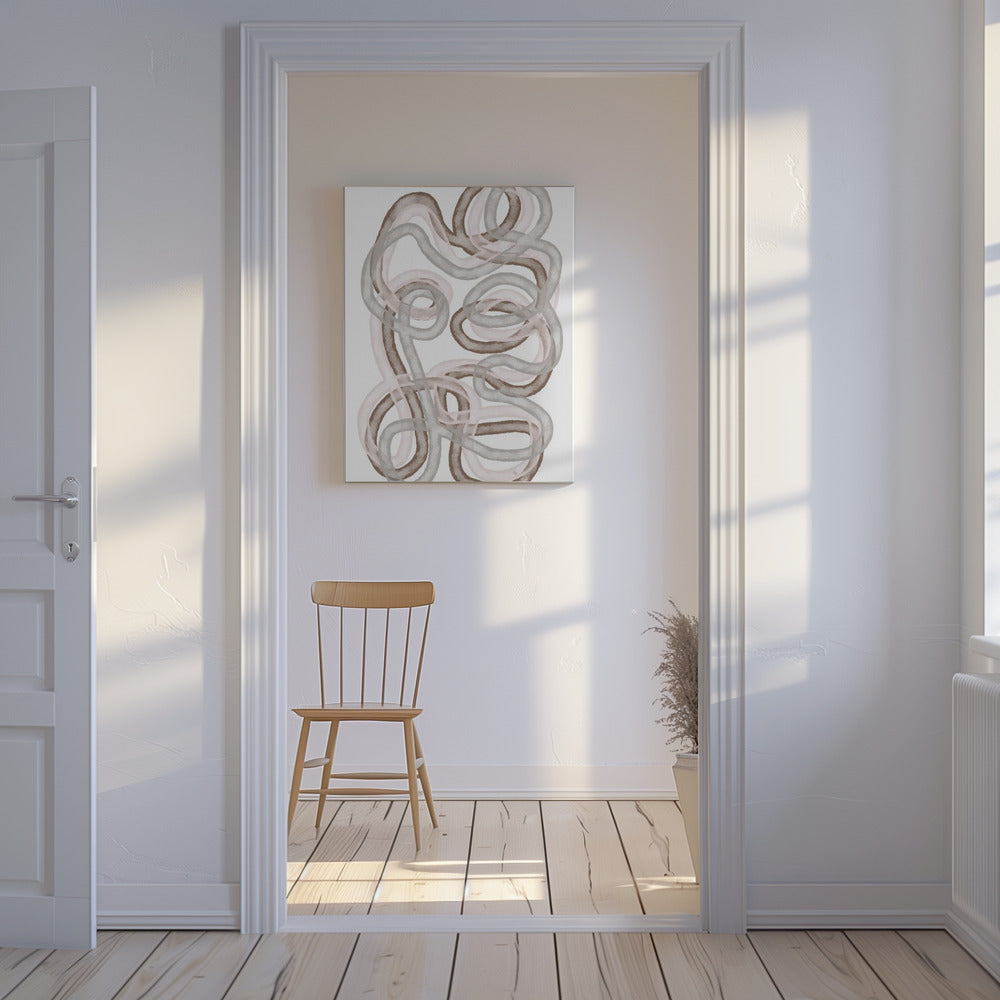 Abstracte verweven lijnen in zachte aardse tinten | Canvas
