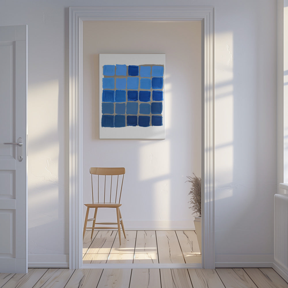 Blue Checkered Square Print | Canvas