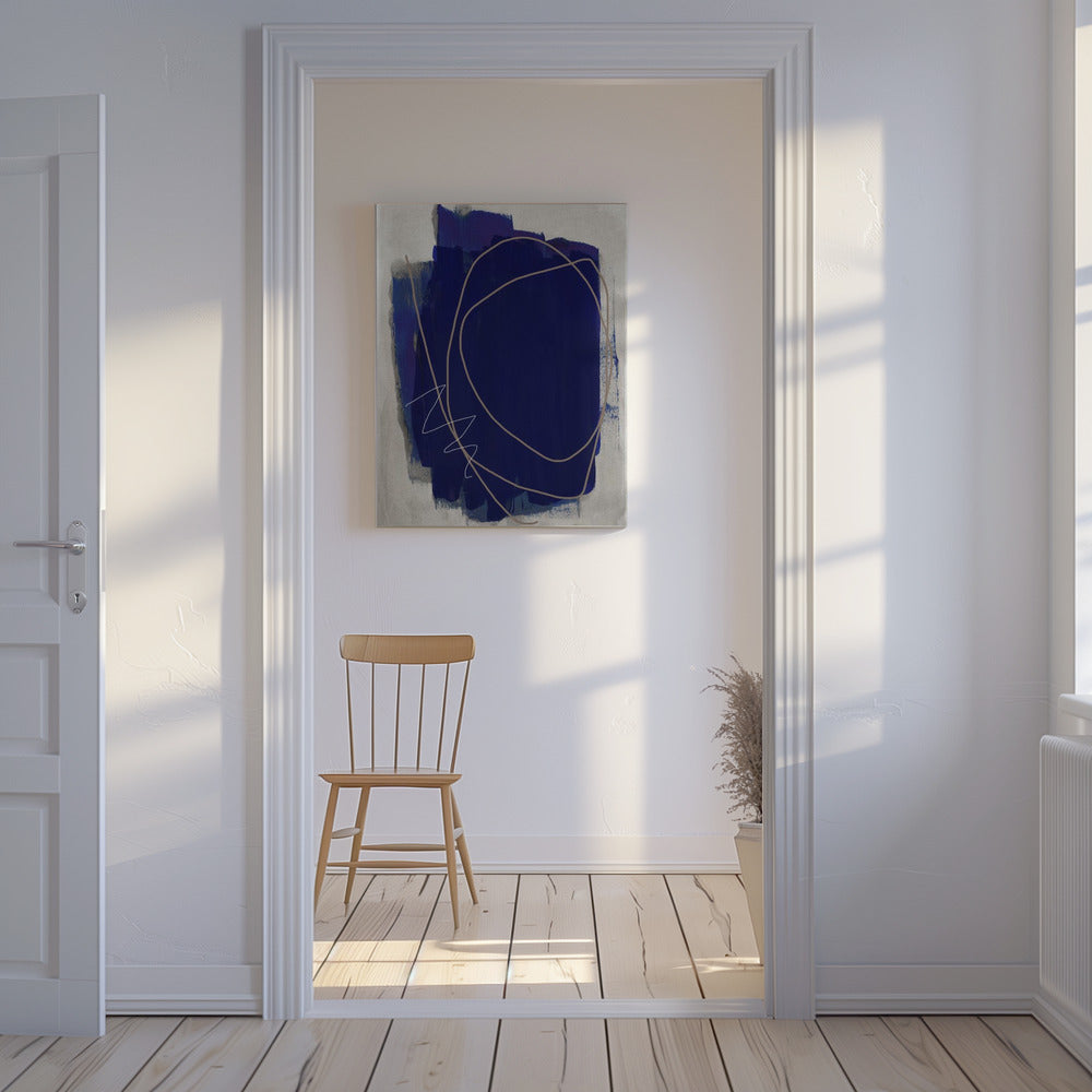 Blauwe Streken 5 | Canvas