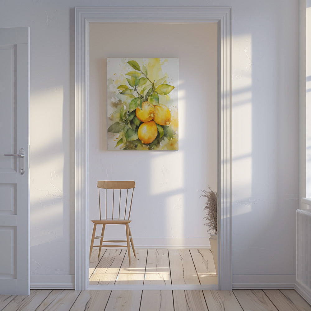 Citroenen en bladeren | Canvas