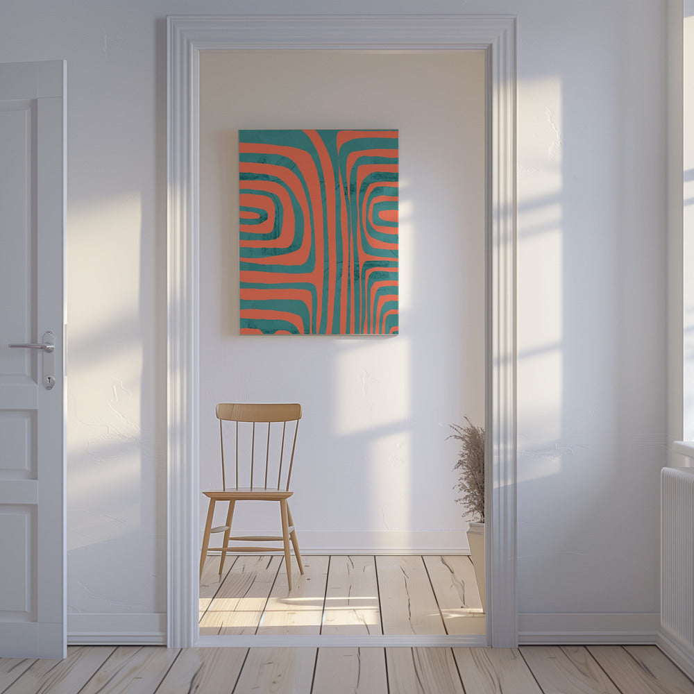 Turquoise & Coral Abstraction 2 | Canvas
