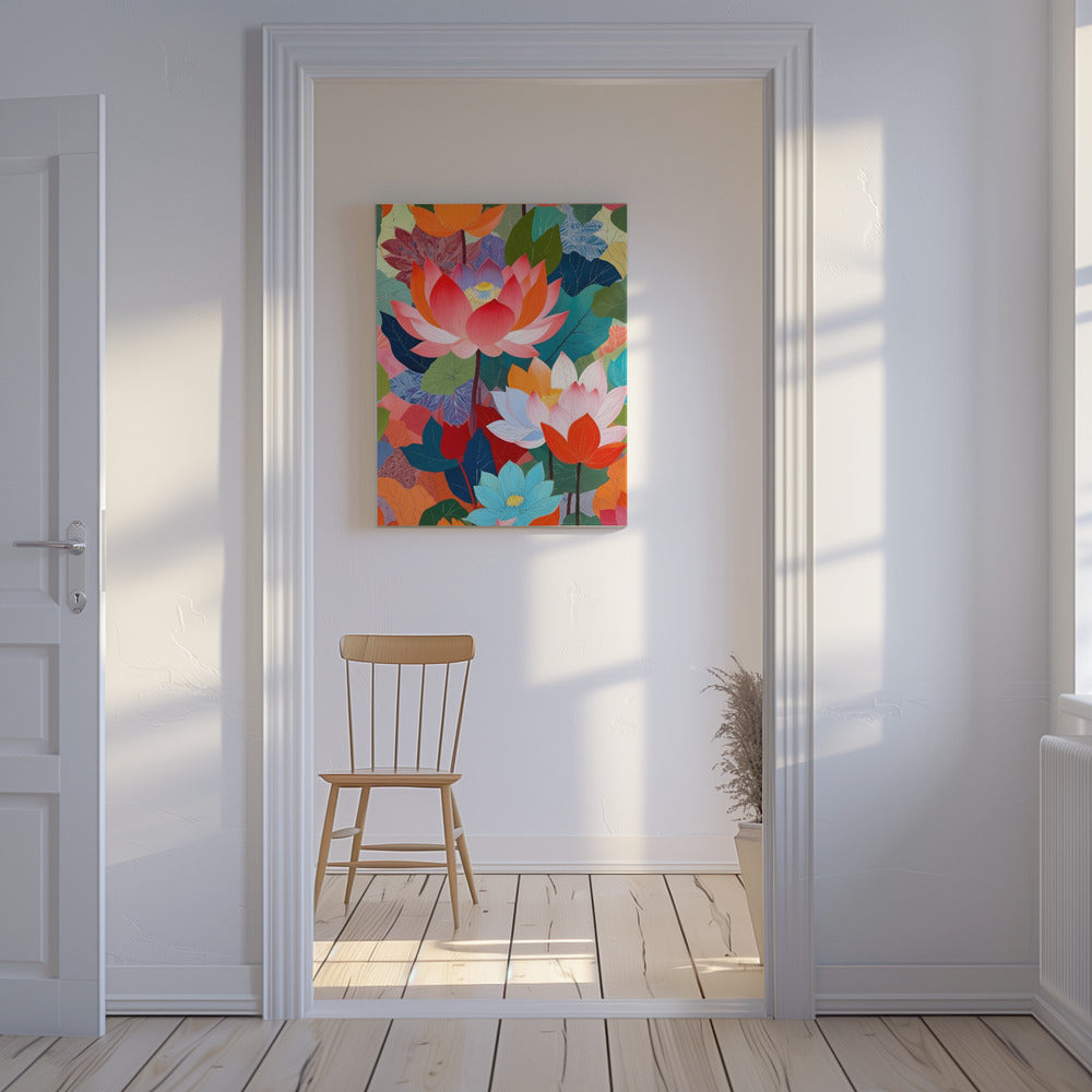 De betoverde lotustuin | Canvas