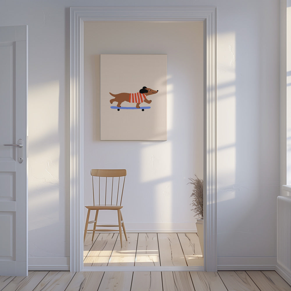 Teckel op skateboard | Canvas