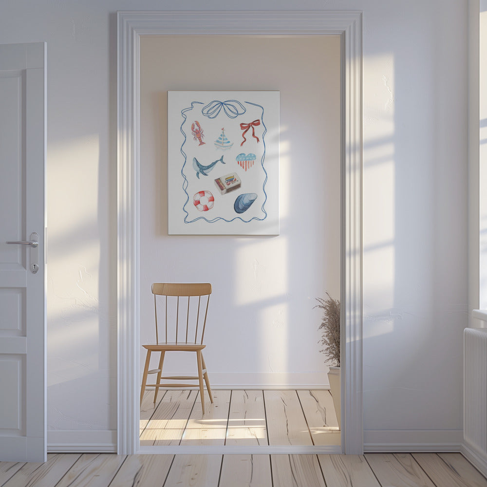 Aquarelkunstwerk met nautisch thema | Canvas